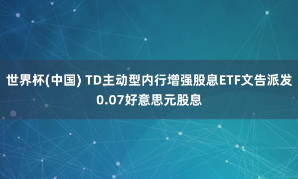 世界杯(中国) TD主动型内行增强股息ETF文告派发0.07好意思元股息