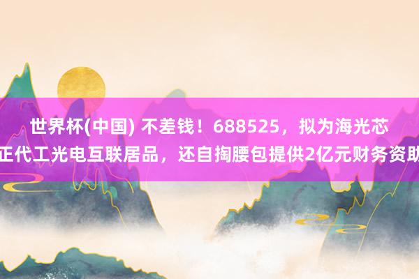 世界杯(中国) 不差钱！688525，拟为海光芯正代工光电互联居品，还自掏腰包提供2亿元财务资助