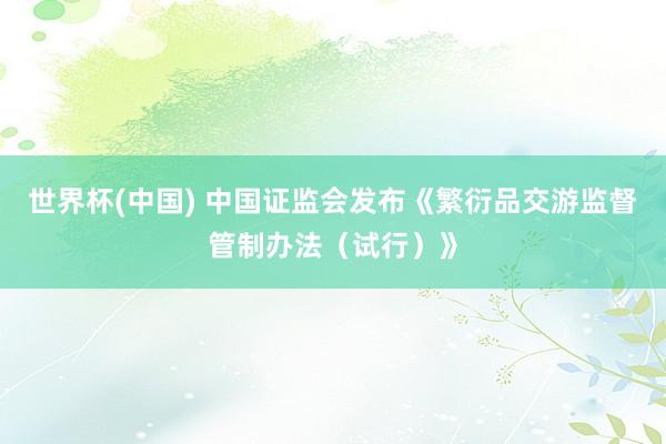 世界杯(中国) 中国证监会发布《繁衍品交游监督管制办法（试行）》