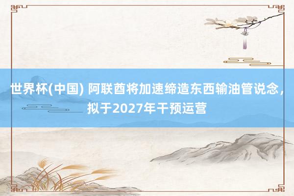 世界杯(中国) 阿联酋将加速缔造东西输油管说念，拟于2027年干预运营