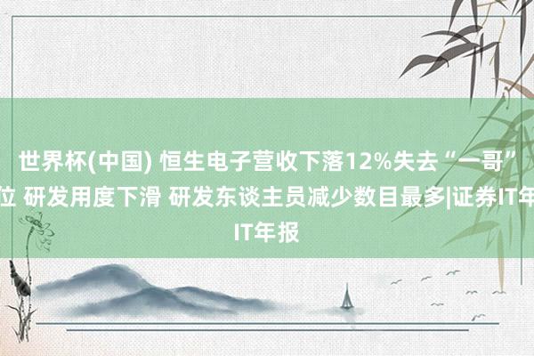 世界杯(中国) 恒生电子营收下落12%失去“一哥”地位 研发用度下滑 研发东谈主员减少数目最多|证券IT年报
