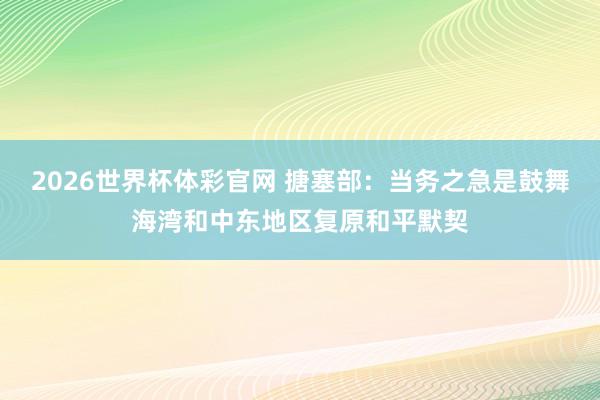 2026世界杯体彩官网 搪塞部：当务之急是鼓舞海湾和中东地区复原和平默契