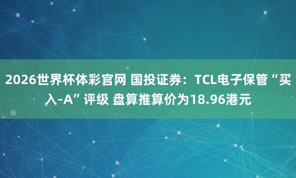 2026世界杯体彩官网 国投证券：TCL电子保管“买入-A”评级 盘算推算价为18.96港元