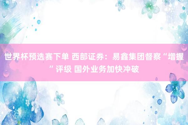 世界杯预选赛下单 西部证券：易鑫集团督察“增握”评级 国外业务加快冲破