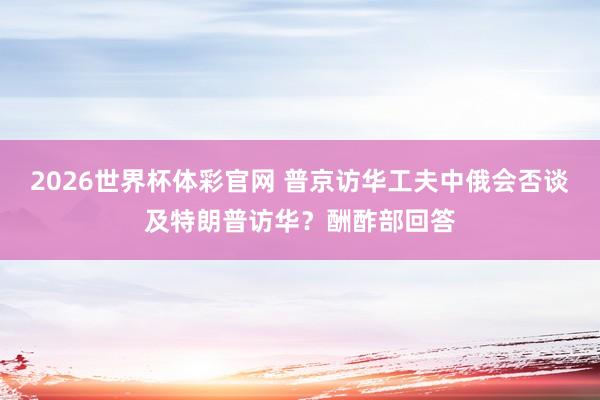 2026世界杯体彩官网 普京访华工夫中俄会否谈及特朗普访华？酬酢部回答