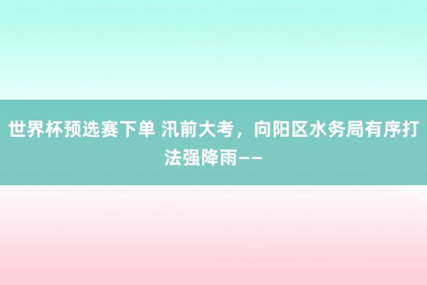 世界杯预选赛下单 汛前大考，<a href=