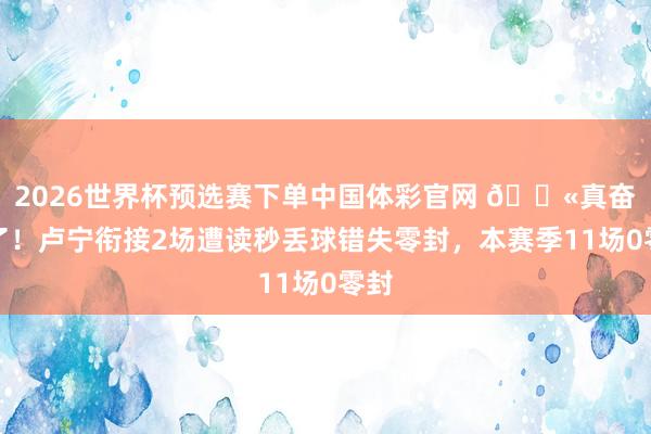 2026世界杯预选赛下单中国体彩官网 😫真奋勉了！卢宁衔接2场遭读秒丢球错失零封，本赛季11场0零封