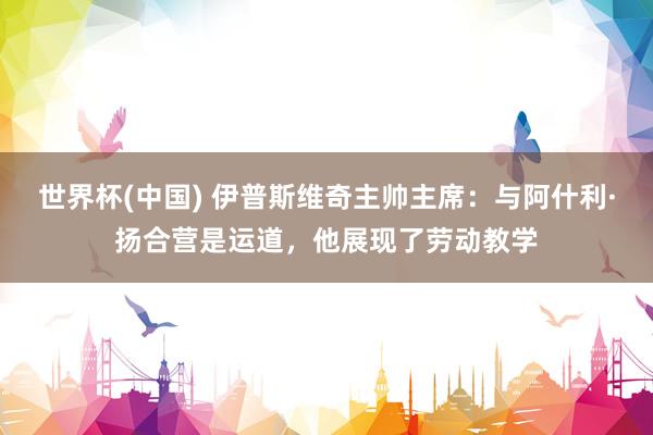 世界杯(中国) 伊普斯维奇主帅主席：与阿什利·扬合营是运道，他展现了劳动教学