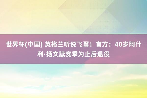 世界杯(中国) 英格兰听说飞翼！官方：40岁阿什利·扬文牍赛季为止后退役