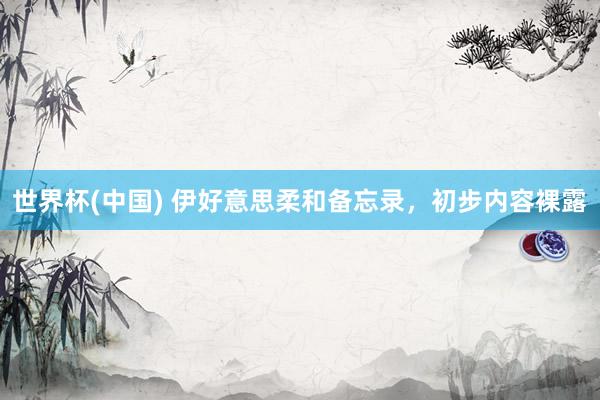 世界杯(中国) 伊好意思柔和备忘录，初步内容裸露