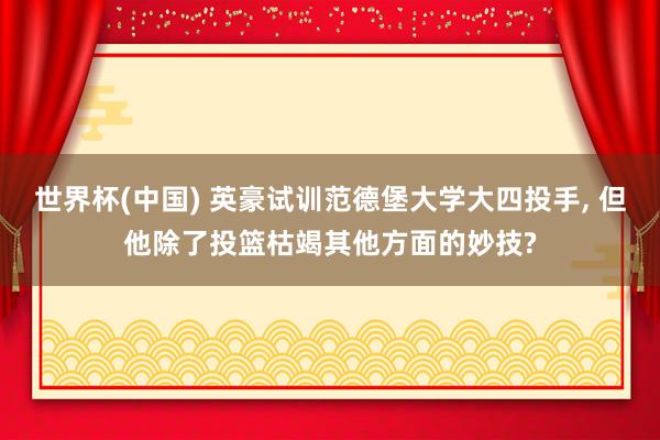 世界杯(中国) 英豪试训范德堡大学大四投手， 但他除了投篮枯竭其他方面的妙技?