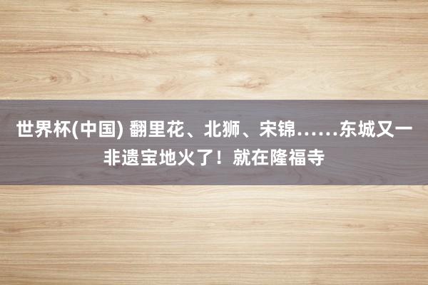 世界杯(中国) 翻里花、北狮、宋锦……东城又一非遗宝地火了！就在隆福寺