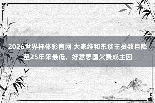 2026世界杯体彩官网 大家维和东谈主员数目降至25年来最低，好意思国欠费成主因