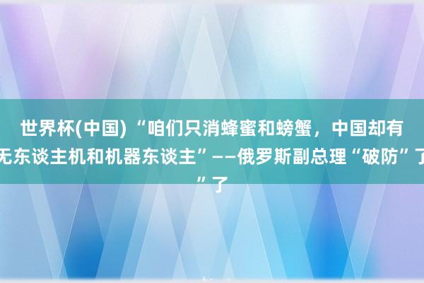世界杯(中国) “咱们只消蜂蜜和螃蟹，中国却有无东谈主机和机器东谈主”——俄罗斯副总理“破防”了