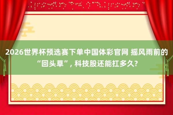 2026世界杯预选赛下单中国体彩官网 摇风雨前的“回头草”， 科技股还能扛多久?