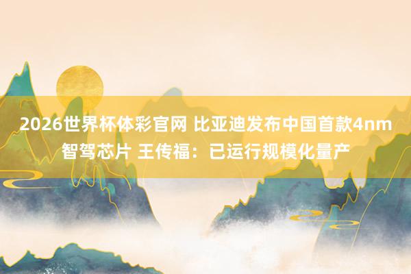 2026世界杯体彩官网 比亚迪发布中国首款4nm智驾芯片 王传福：已运行规模化量产