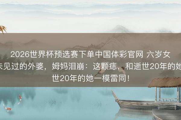 2026世界杯预选赛下单中国体彩官网 六岁女儿画出从未见过的外婆,姆妈泪崩:这颗痣,和逝世20年的她一模雷同!