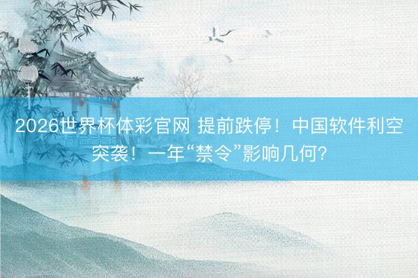 2026世界杯体彩官网 提前跌停！中国软件利空突袭！一年“禁令”影响几何？