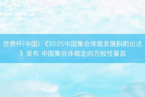 世界杯(中国) 《2025中国集会体裁发展斟酌论述》发布 中国集会体裁走向万般性蕃昌