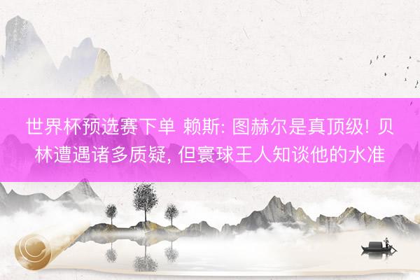 世界杯预选赛下单 赖斯: 图赫尔是真顶级! 贝林遭遇诸多质疑， 但寰球王人知谈他的水准